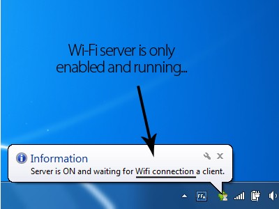 Wi-Fi server is running